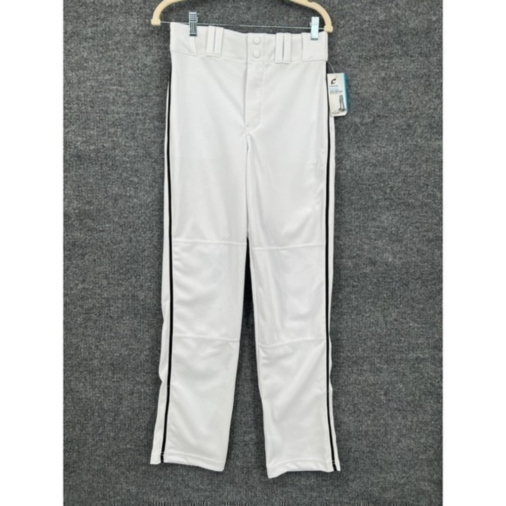 Champro Youth Open Bottom Baseball Pants XL White Black Piping Stripe New